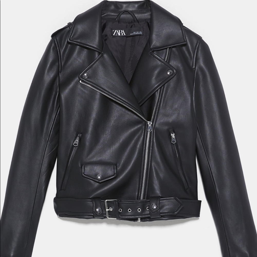 Faux black leather jacket